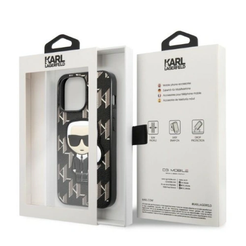 Etui Karl Lagerfeld KLHCP13LPMNIKBK Apple iPhone 13 Pro hardcase czarny/black Monogram Ikonik Patch