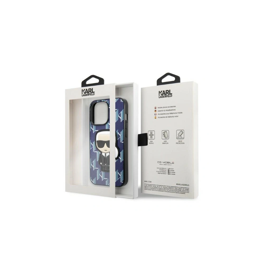 Wholesale Karl Lagerfeld KLHCP13LPMNIKBL Apple iPhone 13 Pro hardcase blue Monogram Ikonik Patch - KLD1364 - {ean13} - Hurt