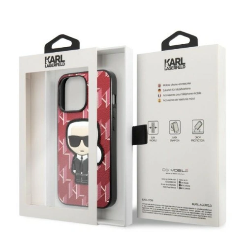 Etui Karl Lagerfeld KLHCP13LPMNIKPI Apple iPhone 13 Pro hardcase czerwony/red Monogram Ikonik Patch