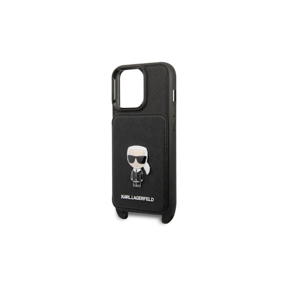 Hurtownia GSM - Etui Karl Lagerfeld KLHCP13LSAIPCK Apple iPhone 13 Pro kemény tok fekete/szürke Saffiano Metal Ikonik - KLD1366 - {ean13} - Hurt