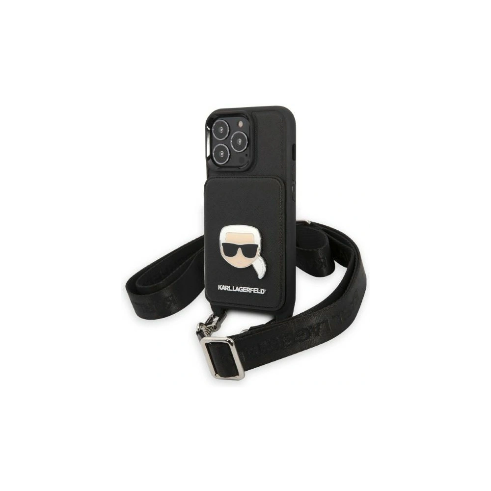 Wholesale Karl Lagerfeld KLHCP13LSAKHPK Apple iPhone 13 Pro hardcase Saffiano Metal Karl Head - KLD1368 - {ean13} - Hurt