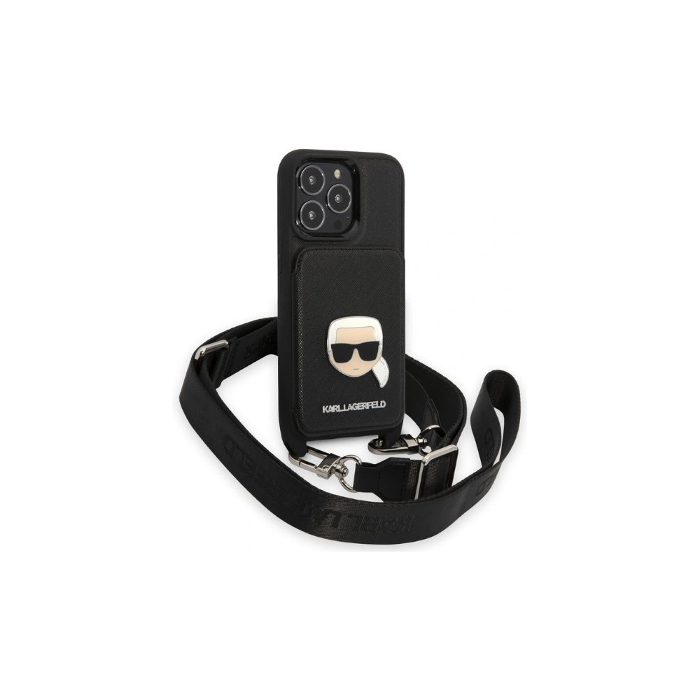 Wholesale Karl Lagerfeld KLHCP13LSAKHPK Apple iPhone 13 Pro hardcase Saffiano Metal Karl Head - KLD1368 - {ean13} - Hurt