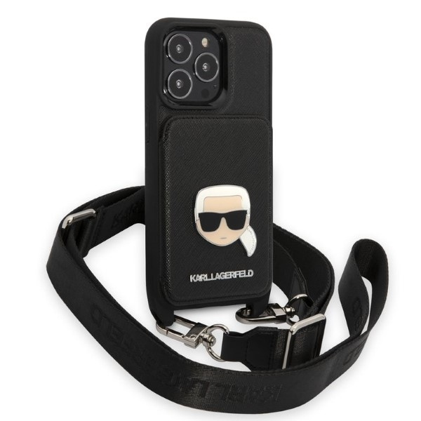 Kryt Karl Lagerfeld KLHCP13LSAKHPK Apple iPhone 13 Pro hardcase Saffiano Metal Karl Head