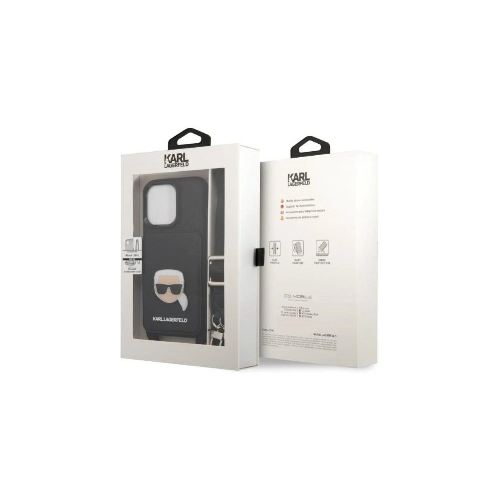Wholesale Karl Lagerfeld KLHCP13LSAKHPK Apple iPhone 13 Pro hardcase Saffiano Metal Karl Head - KLD1368 - {ean13} - Hurt