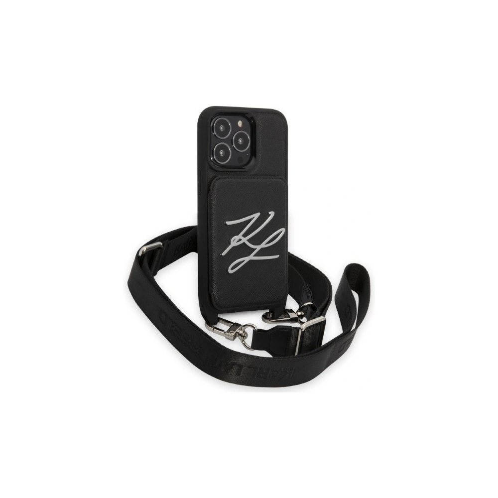 Wholesale Karl Lagerfeld KLHCP13LSAKLCK Apple iPhone 13 Pro hardcase black Saffiano Autograph - KLD1369 - {ean13} - Hurt