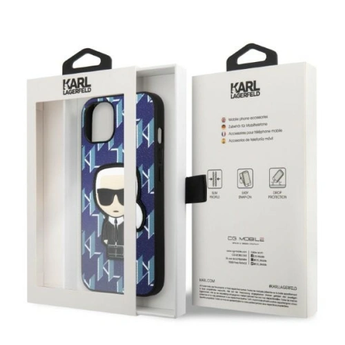Etui Karl Lagerfeld KLHCP13SPMNIKBL Apple iPhone 13 mini hardcase niebieski/blue Monogram Ikonik Patch