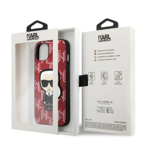 Etui Karl Lagerfeld KLHCP13SPMNIKPI Apple iPhone 13 mini hardcase czerwony/red Monogram Ikonik Patch