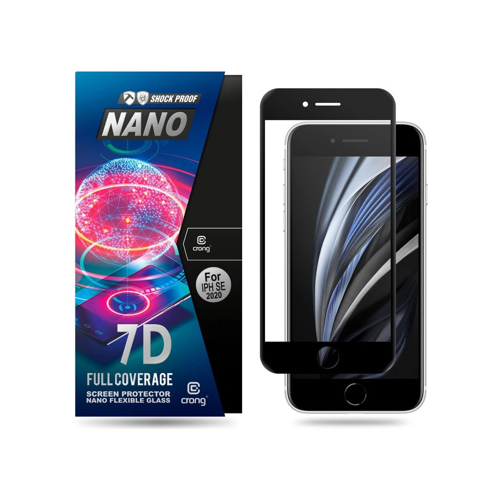 Hurtownia GSM - Hybriedglas Crong 7D Nano Flexibles Glas Apple iPhone SE 2022/SE 2020/8/7 (Schwarz) - CRG7 - {ean13} - Hurt