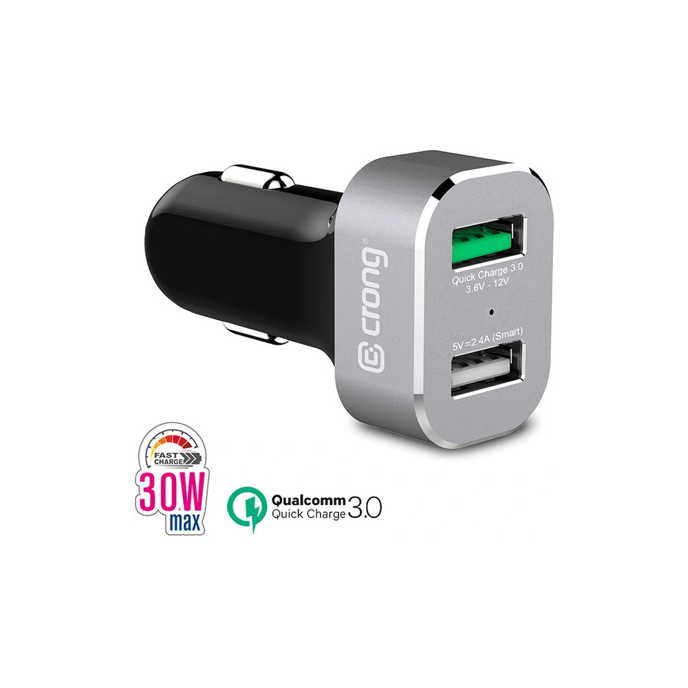 Hurtownia GSM - Auto nabíječka Crong Power Car Charger 30W USB QuickCharge 3.0 + USB 2.4A (hliník) - CRG75 - {ean13} - Hurt