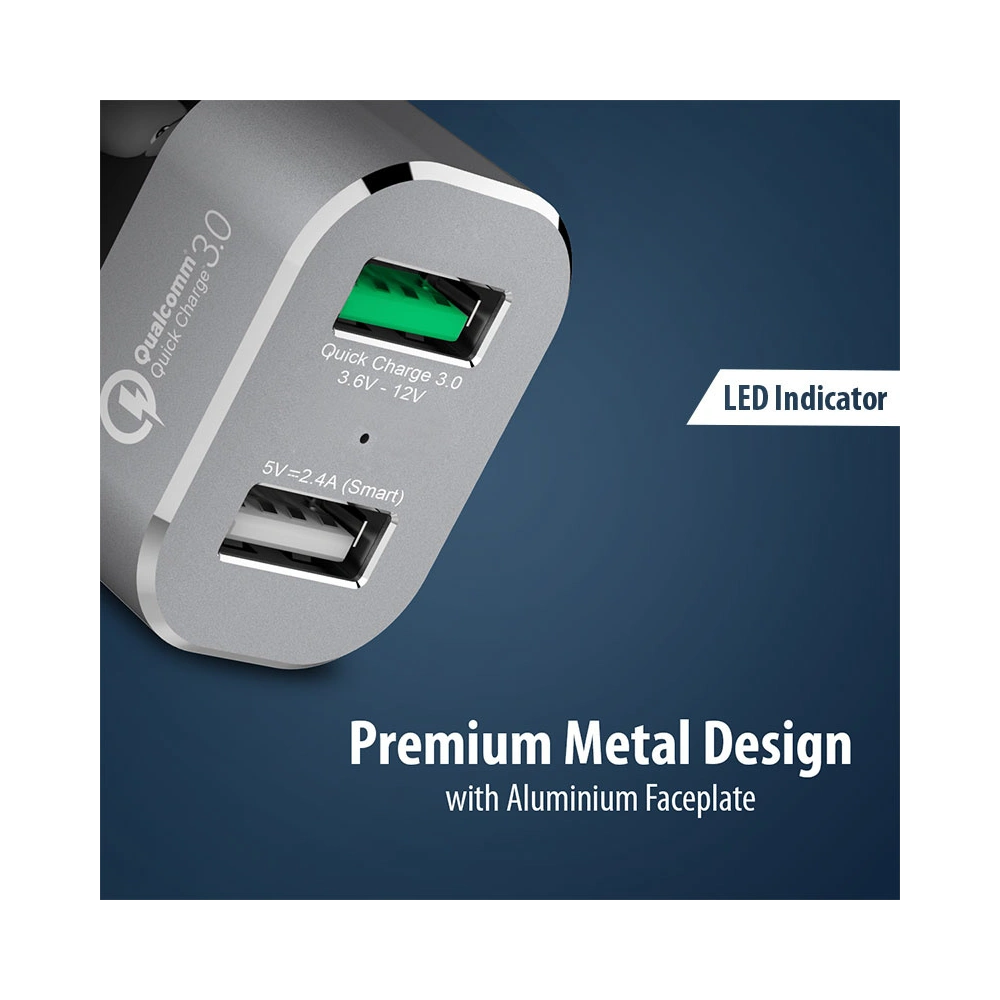 Hurtownia GSM - Auto nabíječka Crong Power Car Charger 30W USB QuickCharge 3.0 + USB 2.4A (hliník) - CRG75 - {ean13} - Hurt