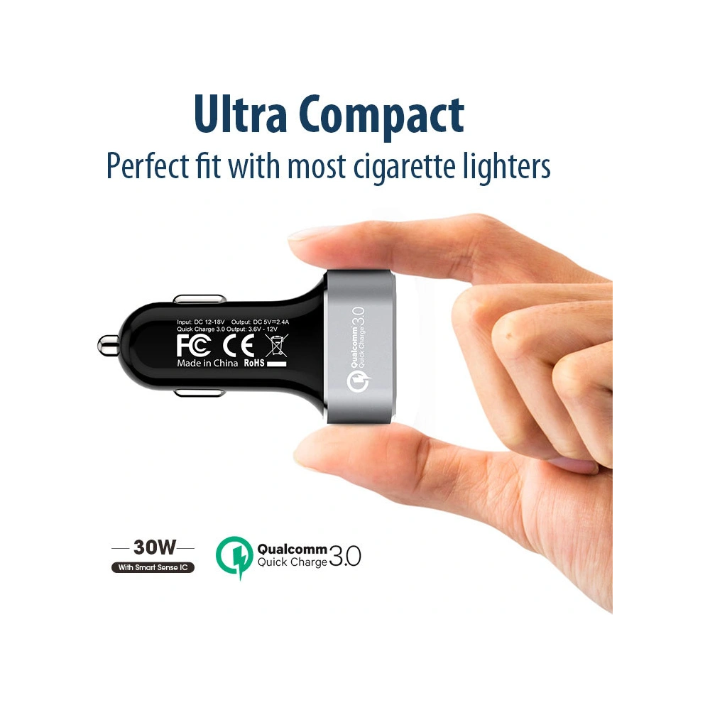 Hurtownia GSM - Auto nabíječka Crong Power Car Charger 30W USB QuickCharge 3.0 + USB 2.4A (hliník) - CRG75 - {ean13} - Hurt
