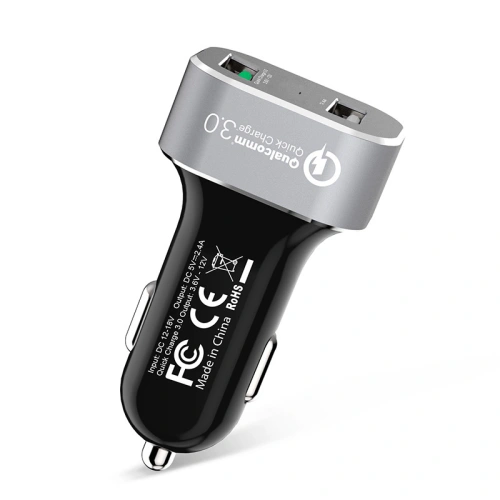 Ładowarka samochodowa Crong Power Car Charger 30W USB QuickCharge 3.0 + USB 2.4A (aluminium)