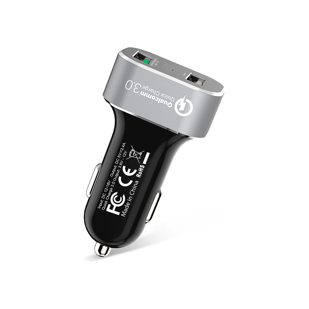 Hurtownia GSM - Auto nabíječka Crong Power Car Charger 30W USB QuickCharge 3.0 + USB 2.4A (hliník) - CRG75 - {ean13} - Hurt