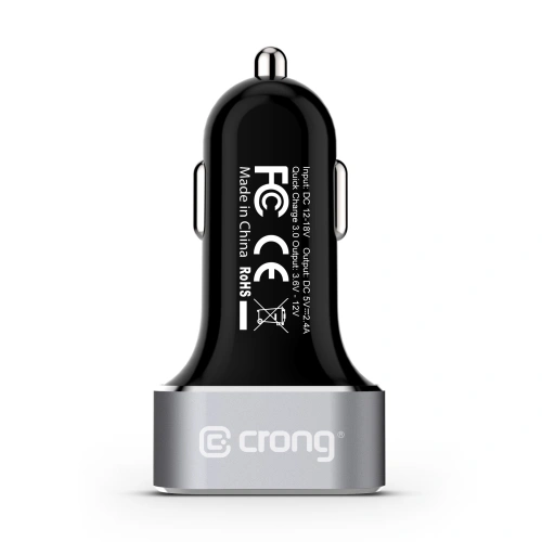 Ładowarka samochodowa Crong Power Car Charger 30W USB QuickCharge 3.0 + USB 2.4A (aluminium)