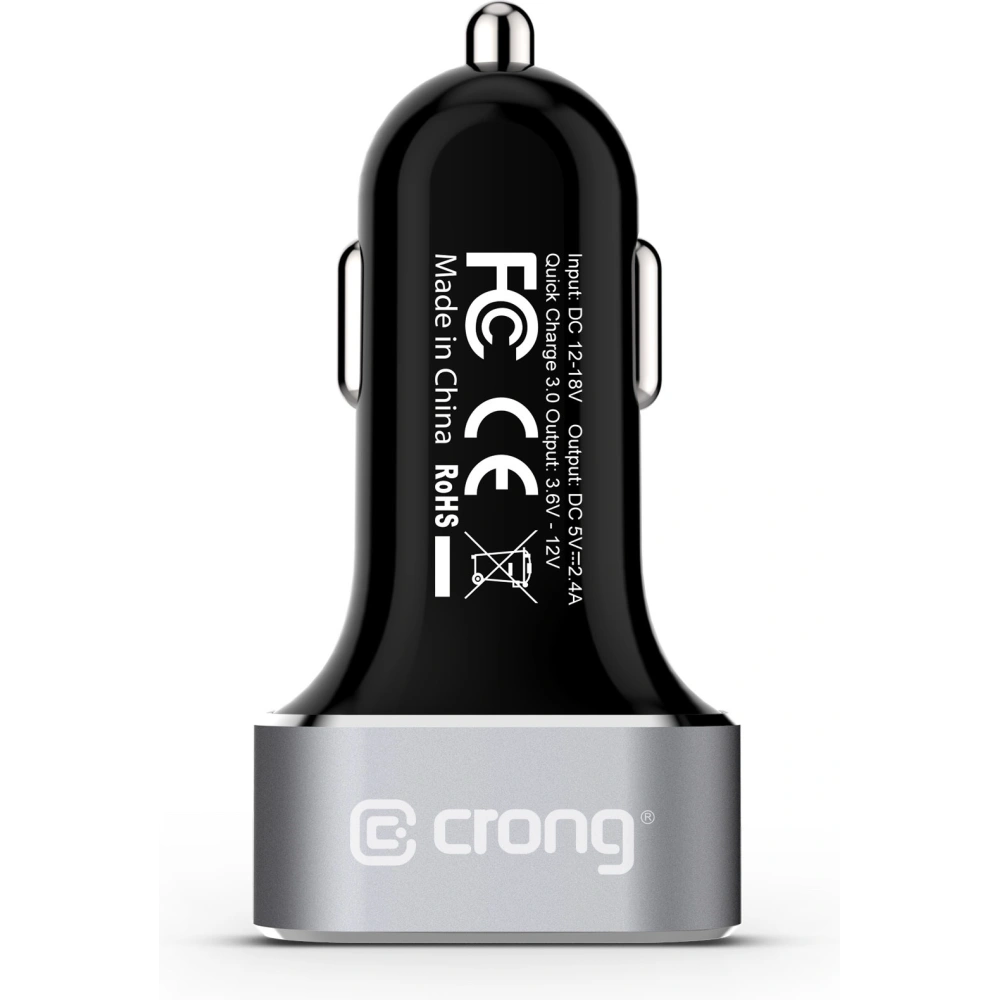Hurtownia GSM - Încărcător auto Crong Power Car Charger 30W USB QuickCharge 3.0 + USB 2.4A (aluminiu) - CRG75 - {ean13} - Hurt