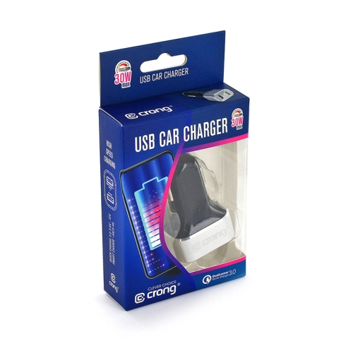 Ładowarka samochodowa Crong Power Car Charger 30W USB QuickCharge 3.0 + USB 2.4A (aluminium)