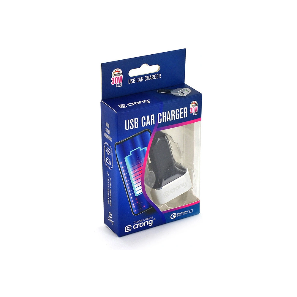 Hurtownia GSM - Încărcător auto Crong Power Car Charger 30W USB QuickCharge 3.0 + USB 2.4A (aluminiu) - CRG75 - {ean13} - Hurt