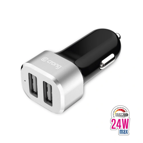 Ładowarka samochodowa Crong Power Car Charger 24W 2xUSB 2.4A (aluminium)