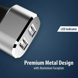 Hurtownia GSM - Ładowarka samochodowa Crong Power Car Charger 24W 2xUSB 2.4A (aluminium) - CRG76 - {ean13} - Hurt