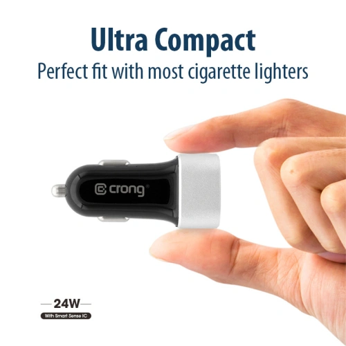 Ładowarka samochodowa Crong Power Car Charger 24W 2xUSB 2.4A (aluminium)