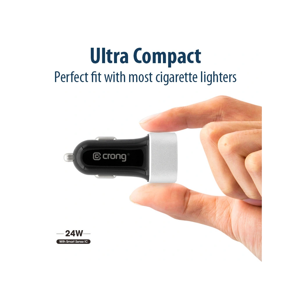 Hurtownia GSM - Auto-Ladegerät Crong Power Car Charger 24W 2xUSB 2.4A (Aluminium) - CRG76 - {ean13} - Hurt