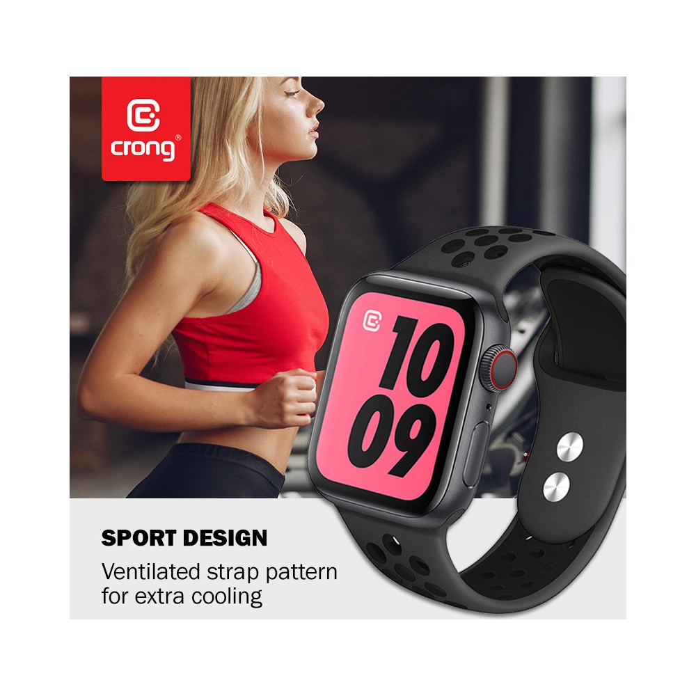 Hurtownia GSM - Pasek Crong Duo Sport Apple Watch 4/5/6/7/SE/8/9/Ultra 44/45/49mm (szürke/fekete) - CRG140 - {ean13} - Hurt