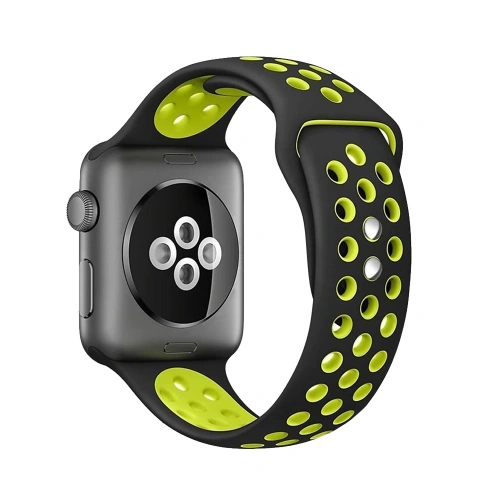 Pasek Crong Duo Sport Apple Watch 4/5/6/7/SE/8/9/10 40/41/42mm (czarny/limonkowy)