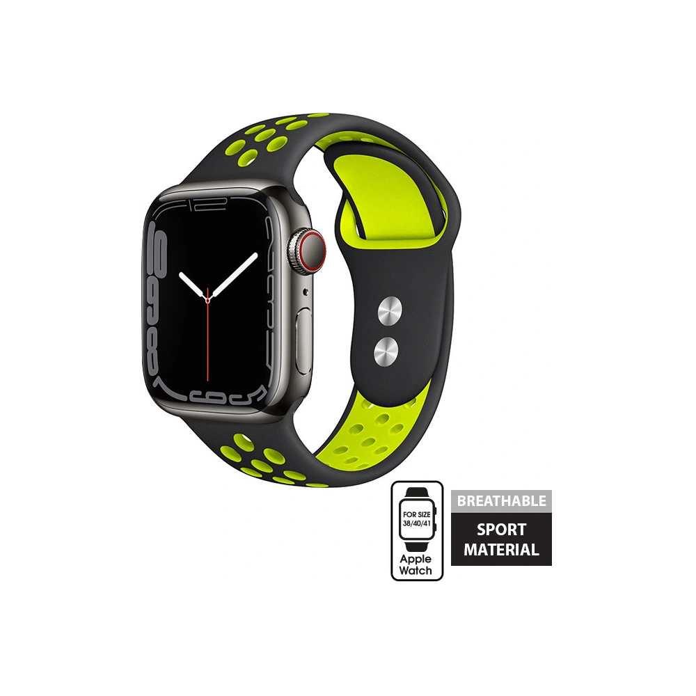 Band Crong Duo Sport Apple Watch 4/5/6/7/SE/8/9/10 40/41/42mm (black/lime)