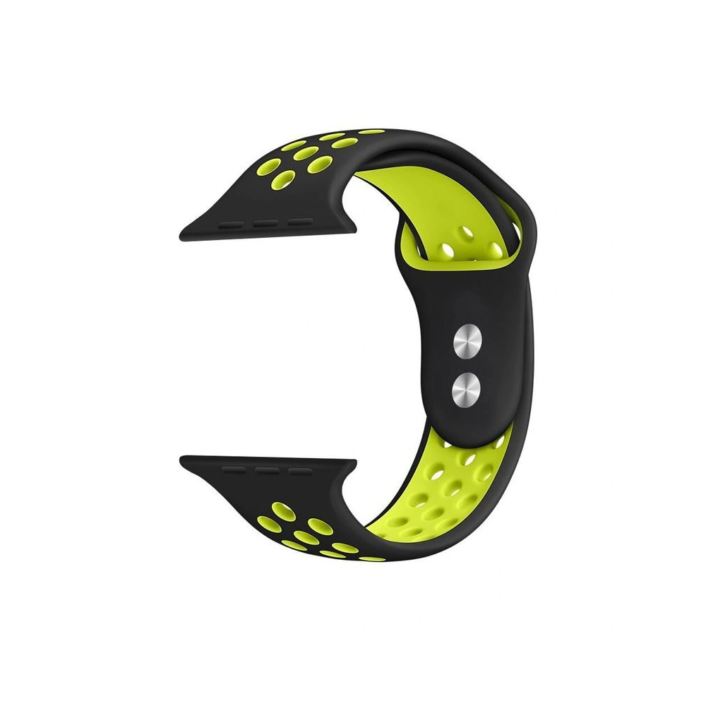 Pasek Crong Duo Sport Apple Watch 4/5/6/7/SE/8/9/Ultra 44/45/49mm (černý/limetkový)