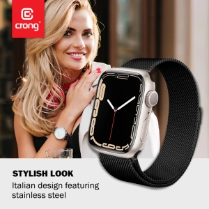 Hurtownia GSM - Bransoleta Crong Milano Steel Apple Watch 4/5/6/7/SE/8/9/Ultra 44/45/49mm (černá) - CRG160 - {ean13} - Hurt