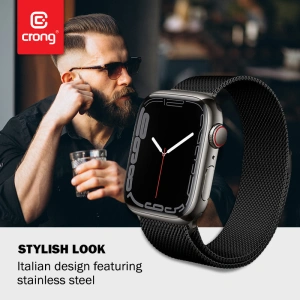 Hurtownia GSM - Bransoleta Crong Milano Steel Apple Watch 4/5/6/7/SE/8/9/Ultra 44/45/49mm (fekete) - CRG160 - {ean13} - Hurt