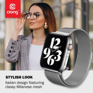 Hurtownia GSM - Bransoleta Crong Milano Steel Apple Watch 4/5/6/7/SE/8/9/Ultra 44/45/49mm (stříbrná) - CRG161 - {ean13} - Hurt