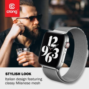 Hurtownia GSM - Bransoleta Crong Milano Steel Apple Watch 4/5/6/7/SE/8/9/Ultra 44/45/49mm (stříbrná) - CRG161 - {ean13} - Hurt