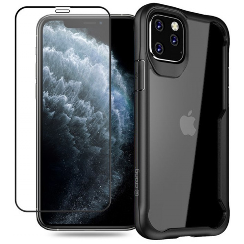 Crong Distributor - 5907731984423 - CRG193 - Crong Hybrid Clear Cover Case + Glass Apple iPhone 11 Pro (black) - B2B homescreen