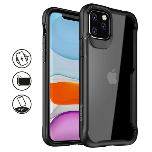 Zestaw etui + szkło Crong Hybrid Clear Cover Apple iPhone 11 Pro (czarny)