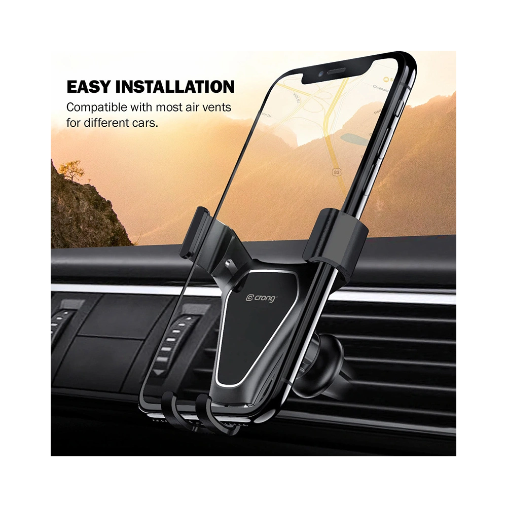 Hurtownia GSM - Auto-Halterung Crong Gravity Auto-Clip für Mobilgeräte von 4,7 - 6,5 Zoll (schwarz) - CRG195 - {ean13} - Hurt