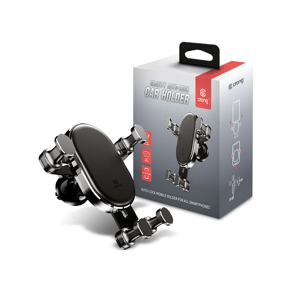 Hurtownia GSM - Autós tartó Crong Gravity Auto-Lock Autótartó 4,7 - 6,5 inch (fekete) - CRG198 - {ean13} - Hurt