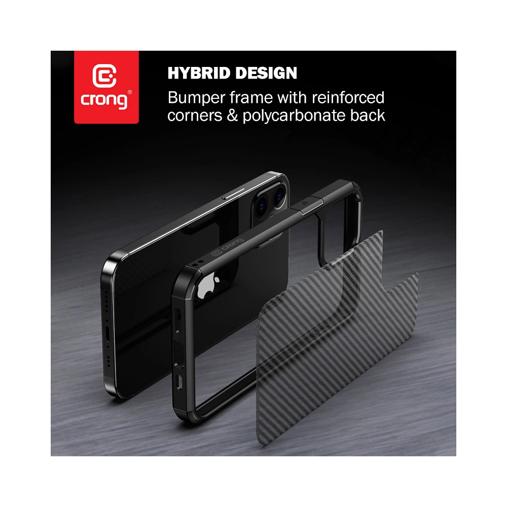 Hurtownia GSM - Etui Crong Hybrid Carbon Apple iPhone 12/12 Pro (fekete) - CRG251 - {ean13} - Hurt