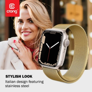 Hurtownia GSM - Bransoleta Crong Milano Steel Apple Watch 4/5/6/7/SE/8/9/Ultra 44/45/49mm (zlatý) - CRG253 - {ean13} - Hurt