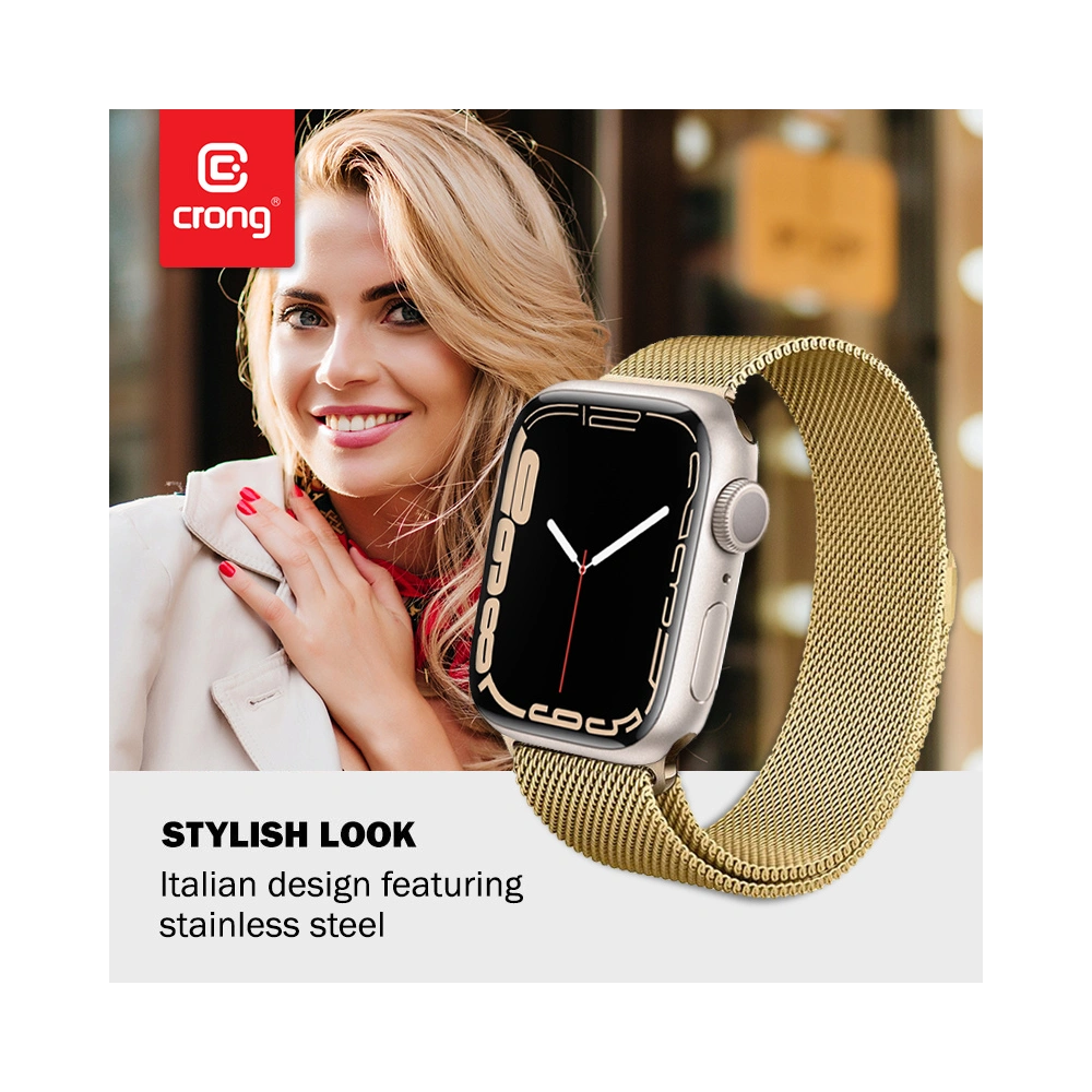 Hurtownia GSM - Bransoleta Crong Milano Steel Apple Watch 4/5/6/7/SE/8/9/Ultra 44/45/49mm (arany) - CRG253 - {ean13} - Hurt