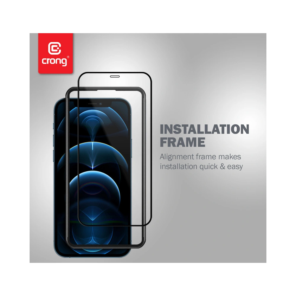 Hurtownia GSM - Gehärtetes Glas Crong Anti-Bakteriell 3D Rüstungs Glas Apple iPhone 12 mini + Installationsrahmen - CRG263 - {ean13} - Hurt