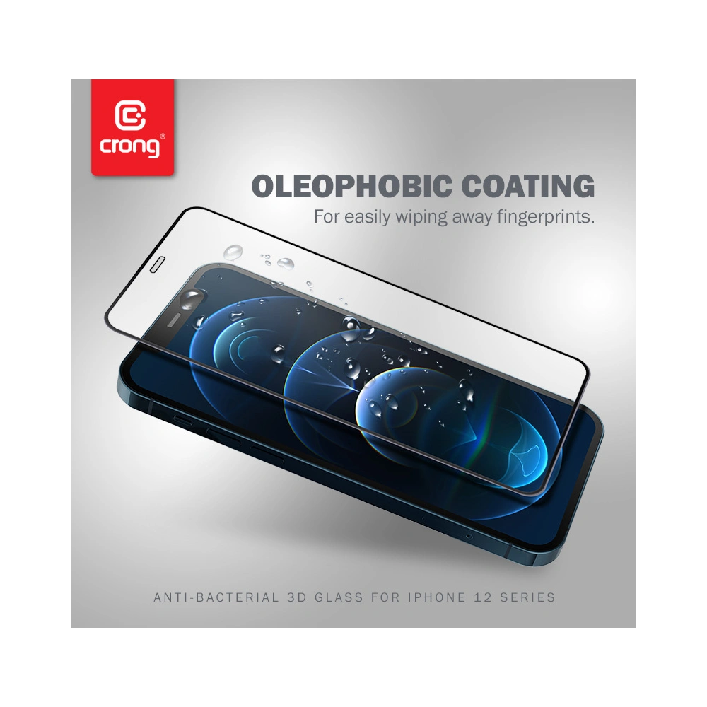 Hurtownia GSM - Gehärtetes Glas Crong Anti-Bakteriell 3D Rüstungs Glas Apple iPhone 12 mini + Installationsrahmen - CRG263 - {ean13} - Hurt