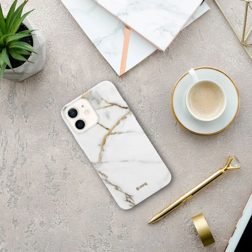 Etui Crong Marble Case Apple iPhone 12 mini (biały)