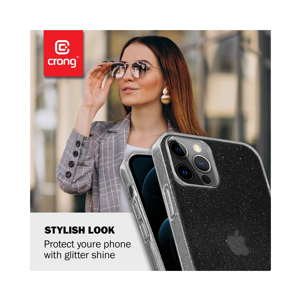Hurtownia GSM - Etui Crong Glitter Case Apple iPhone 12 Pro Max (transparent/silver) - CRG305 - {ean13} - Hurt