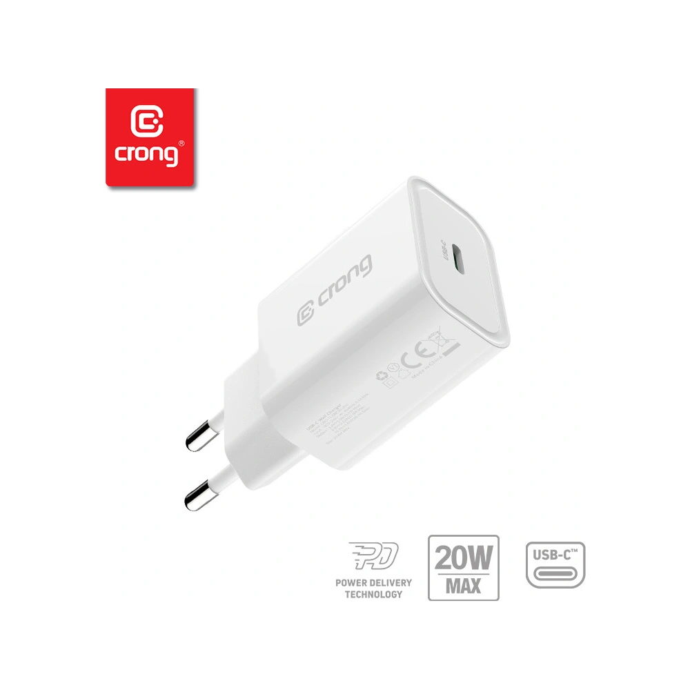 Hurtownia GSM - USB-C Utazási Töltő USB-C Power Delivery 20W (fehér) Crong - CRG311 - {ean13} - Hurt