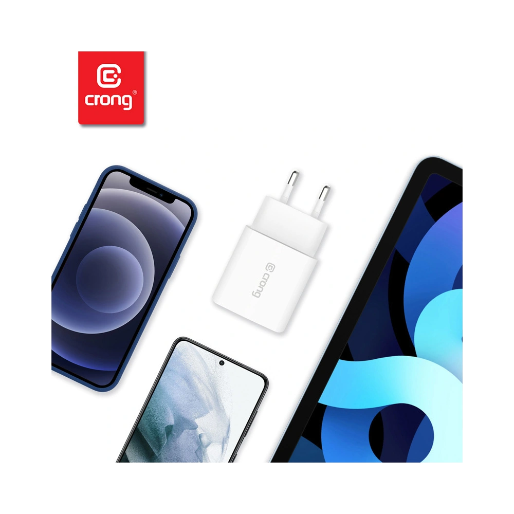 Hurtownia GSM - Ładowarka sieciowa Crong USB-C Travel Charger USB-C Power Delivery 20W (biały) - CRG311 - {ean13} - Hurt