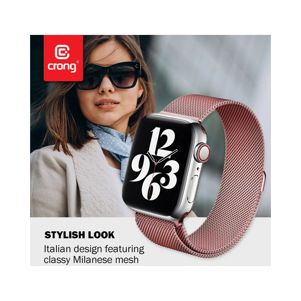 Hurtownia GSM - Bransoleta Crong Milano Steel Apple Watch 4/5/6/7/SE/8/9 40/41mm (różowe złoto) - CRG318 - {ean13} - Hurt