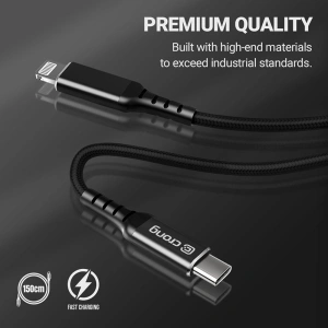 Kabel Crong Armor Link USB-C/Lightning MFi 150cm (schwarz)