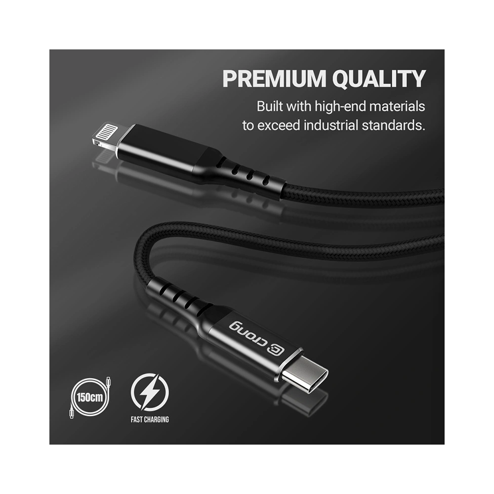 Hurtownia GSM - Kabel Crong Armor Link USB-C/Lightning MFi 150cm (schwarz) - CRG349 - {ean13} - Hurt