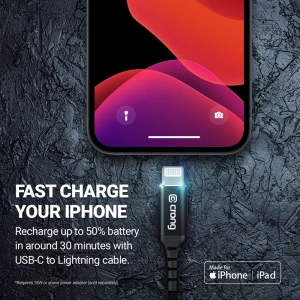 Kabel Crong Armor Link USB-C/Lightning MFi 150cm (schwarz)